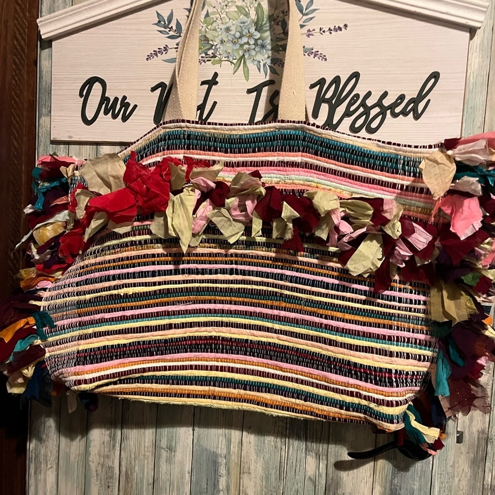 Raj for Anthropologie Colorful Guatemala Tote XL - Picture 6 of 8
